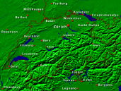 Schweiz Städte + Grenzen 640x480